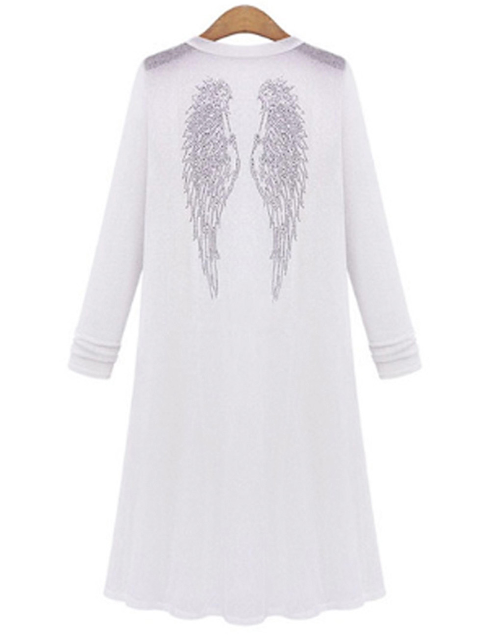 Womens Angel Wings Knitted Rhinestone Long Sleeve Plus Coat Cardigan Out...