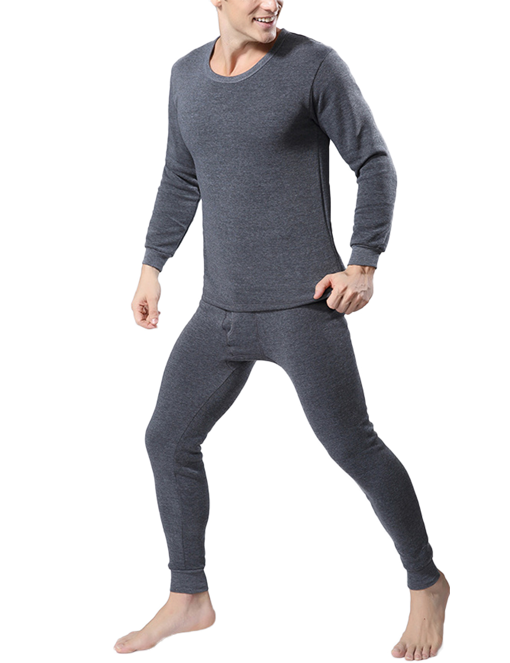 Mens Thermal Long Johns Long Sleeve T-Shirts Pants Winter Warm Thermal ...